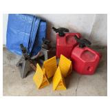 AUTOMOTIVE JACK STANDS WHEEL CHOCKS GAS CANS TARP