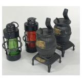 WOOD BURNING STOVE LATERN SALT & PEPPER SHAKERS