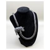 METAL STATEMENT NECKLACE W FIXED ELEPHANT PENDANT