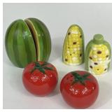WATERMELON TOMATO CORN SALT & PEPPER SHAKERS