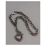 SILVER HEART BRACELET UNMARKED