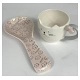 PINK KITTY CAT MEOW CERAMIC SPOON REST COFFEE MUG