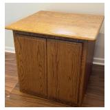 LARGE WOOD STORAGE CABINET W 2 DOORS & ADJ SHELVES