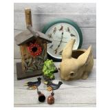 YARD & GARDEN DECOR BIRDHOUSE BUNNY PLANTER
