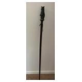 2 PC CARVED BEAR WALKING STICK 60'