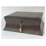 VINTAGE WOOD JEWELRY BOX W KEY 12' X 9' X 12'