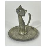 VINTAGE CAT RING HOLDER SILVER PLATED