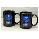 HARLEY DAVIDSON WOLF HOWLING COFFEE MUGS SET OF 2