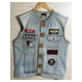 DENIM SLEEVELESS VEST W PATCHES VIETNAM US NAVY