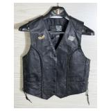 BIKERS DREAM LEATHER VEST W PATCHES & PINS HOG