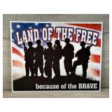 LAND OF THE FREE AMERICAN MILITARY METAL WALL ART