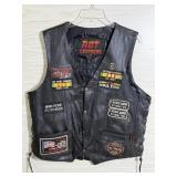 LEATHER VEST W PATCHES STURGIS US NAVY VETERAN