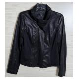 APT 9 WOMENS BLACK POLY ZIP UP MOTO JACKET