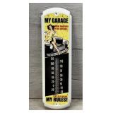 MY GARAGE MY RULES METAL THERMOMETER