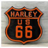 HARLEY DAVIDSON US ROUTE 66 EMBOSSED METAL SIGN