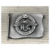HARLEY OWNERS GROUP HOG 25TH ANNIVERSARY BADGE