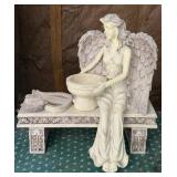 ANGEL ON BENCH GARDEN STATUE 2 PIECE