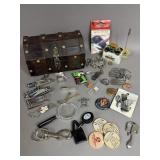 JEWELRY BOX & COLLECTIBLES PINS CLIPPERS RING