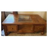 FRENCH COUNTRY STYLE  OAK COFFEE TABLE W 2 DRAWERS