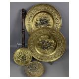 VINTAGE EMBOSSED BRASS WALL PLATES ENGLAND