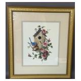 BLUEBIRD HOUSE FRAMED ART PRINT WALL DECOR