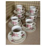 ROSELAND BY GIBSON CUPS & SAUCERS 7 SETS