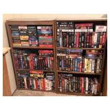 VHS MOVIES AND 2 BOOK CASES (RTA TYPE)