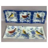 PRIMA DESIGNS GLASS BIRD PLATTERS DIVIDED DISH