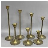 VINTAGE BRASS TAPER CANDLE STICK HOLDERS x 7