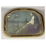 CHRIST ON THE MOUNT OF OLIVES ANTIQUE FRAMED LITHO