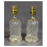 PAIR OF GLASS BASE TABLE LAMPS