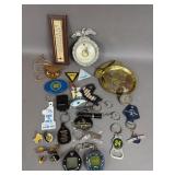 KEY CHAINS FOREIGN COINS PINS TRINKET TRAY