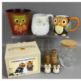 OWL MUGS SALT & PEPPER SHAKERS & DECOR