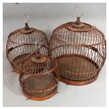 VINTAGE ASIAN STYLE DECORATIVE BIRD CAGES SET OF 3