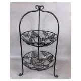 METAL 2 TIER BASKET STAND RUSTIC DECOR