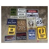 METAL SIGNS ZOMBIES MAN CAVE FISHING
