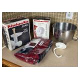 KITCHEN AID MIXER ATTACHMENTS & COVER