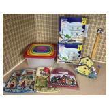 ENAMEL MIXING BOWLS STORAGE SET POT HOLDERS