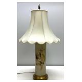 Vintage Porcelain Bird Motif Lamp