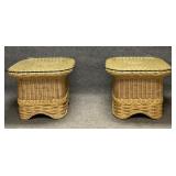 Pair of Heavy Duty Woven Rattan End Tables