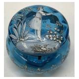Antique Moser Glass Mary Gregory Powder Box