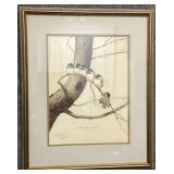 Black-Capped Chickadees Signed by Guy Coheleach