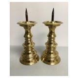 Large Solid Brass Round Candlesticks