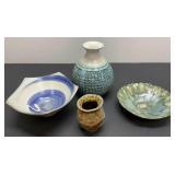 Four Signed Pieces of Pottery