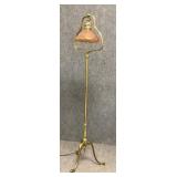Brass Harp Floor Lamp with Loetz Shade