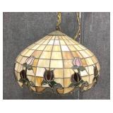 Vintage Leaded Glass Swag Light