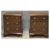 Pair Three Drawer Mahogany Night Stands
