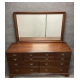 Ten Drawer Mahogany Dresser with Mirror