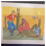 Waiting For The Shrimp Boat Serigraph