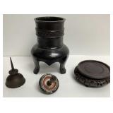 Cast Iron Chimney Stand, Toy Top, Oil Can